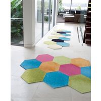 スミノエ RUGRUG ロッカク ホームタイルカーペット 防炎 防音 R-5003 幅430×長さ500mm ピンク 1セット（4枚入り）（直送品）