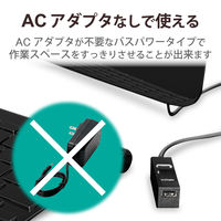USBハブ USB-A×4ポート 1m 磁石付 スイングコネクタ USB2.0 黒 U2H-TZ427BBK エレコム 1個（直送品）