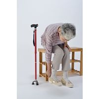 角利産業 ライト付 折りたたみステッキ 3点杖 レッド 4694（直送品）