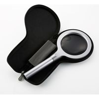 サンワダイレクト 手持ちルーペ（拡大鏡・LEDライト12個付・2.4倍＆4倍・シルバー） 400-LPE004 1個（直送品）