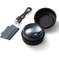 サンワダイレクト 拡大鏡（デスクルーペ・LEDライト搭載・拡大率5倍・電池不要・USB充電式） 400-LPE013 1個（直送品）