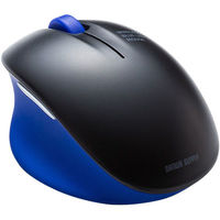 サンワダイレクト ワイヤレスマウス（エルゴノミクス・疲労軽減・小型・4ボタン・ブルーLED光学式・ブラック・ブルー） 400-MA104BK 1個（直送品）