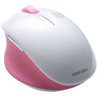 サンワダイレクト ワイヤレスマウス（エルゴノミクス・疲労軽減・小型・4ボタン・ブルーLED光学式・ホワイト・ピンク） 400-MA104W 1個（直送品）