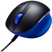 サンワダイレクト 有線マウス（エルゴノミクス・疲労軽減・小型・4ボタン・ブルーLED光学式・ブラック・ブルー） 400-MA105BK 1個（直送品）