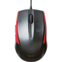 サンワダイレクト 有線マウス（静音・サイレント・左右対称・1200カウント・戻る・進む・ミドルサイズ・ブラック） 400-MA107BK 1個（直送品）