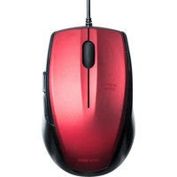 サンワダイレクト 有線マウス（静音・サイレント・左右対称・1200カウント切替・戻る・進む・ミドルサイズ・レッド） 400-MA107R 1個（直送品）