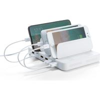 サンワダイレクト 充電器ステーション（USB充電器・スマホ・タブレット対応・最大6A/36W・6ポート搭載） 700-AC019W 1個（直送品）