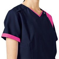 フォーク レディスジップスクラブ ダークネイビー×チェリーピンク M 7057SC-17 1枚　スクラブ（直送品）