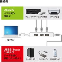 USBハブ　USB3.2Gen1　USB3.2Gen1×1、USB2.0×3　USBポート　USB-3H421W　サンワサプライ　1個