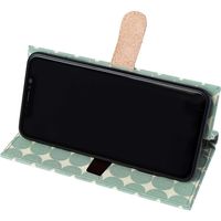 シンメ い草のスマートフォンケース　他機種対応　適応サイズ：約162ｘ81ｘ10mm以内　LLサイズ[キナリ/ドットグリーン]（直送品）