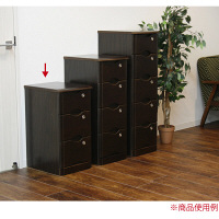 【軒先渡し】ヤマソロ タモシリーズ タモチェスト 幅320mm 3段 ダークブラウン 幅320×奥行423×高さ625mm 1台（直送品）