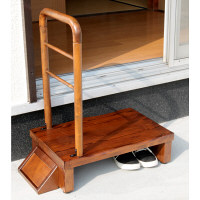 【軒先渡し】ヤマソロ 手すり付きうづくり玄関台60 ブラウン 幅696×奥行400×高さ780～795mm 1台（直送品）