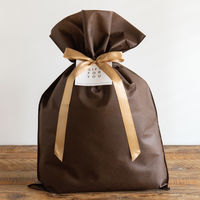 ヘッズ 不織布リボン付ギフトバッグーL/ブラウン 100枚（10枚×10セット）