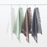 無印良品 インド綿 マルチクロス フリンジ ライトグリーン 約50×50cm 1セット（1枚×2） 良品計画