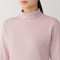 【レディース】無印良品 婦人 あったか綿 厚手 タートルネック長袖Tシャツ 婦人M ライトピンク 良品計画