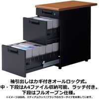 プラス スチールOAデスク フラットライン＋(プラス) 片袖机 メープル天板/ホワイト脚 幅1400×奥行700×高さ720ｍｍ 1台(2梱包)