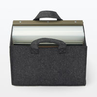 無印良品 持ち運べるフェルトファイルボックス ワイド 約幅15×奥行32×高さ24cm ダークグレー 良品計画
