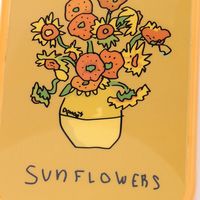 （世界の名作）フレームカラーiPhoneケースiPhone13/14 ひまわり LAKOLE/ラコレ