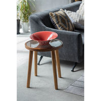 東谷 ROOM ESSENCE ラウンドガラステーブル S 幅350×奥行350×高さ450mm ブラウン GT-778BR 1台（直送品）