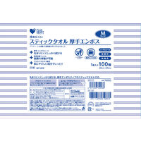 からだふき　ウェットタオルオオサキメディカル プラスハート スティックタオル 厚手エンボス 個包装 M 74993 1袋（100本入）