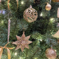 【軒先渡し】ストア・エキスプレス　デラックス木製ベースクリスマスツリーセット ゴールド　高さ180cm　8162-2404　1セット（直送品）