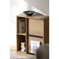 アイリスオーヤマ フラップ扉付きキャビネット ナチュラル/ブラック HFRC-600 1台（直送品）