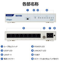 エレコム スイッチングハブ 8ポート ギガ LANハブ 金属筐体 電源内蔵 ループ防止 EHB-UG2C08-S 1個（直送品）