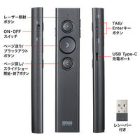 サンワサプライ USB充電式 パワーポインター LP-RF116BK 1個（直送品）