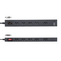 サンワサプライ 雷タップ 10個口+USB-A+Type-C(PD20W) TAP-SP2110NUC-1BK 1個