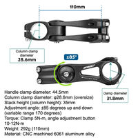 GORIX GEDi85 ±85°角度可変ステム 110mm マットブラック 43669 1個（直送品）