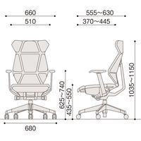 【設置込】イトーキ フリップフラップチェア PVC 革シボ 固定肘 ランバー無 ナイロンキャスター ハイ ハンガー無 Dパープル×黒×黒 1脚（直送品）