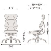 【設置込】イトーキ フリップフラップチェア PVC 革シボ 肘無し ランバー付 ウレタンキャスター ハイ ハンガー無 ネイビー×白×黒 1脚（直送品）