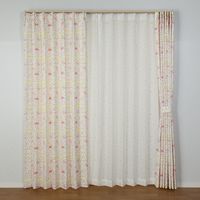 ユニベール サンポダニャン 遮光+レースカーテンセット 2000×1350mm ピンク 4548654705934 1セット(4枚入)（直送品）