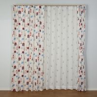 ユニベール ニャンゼリーゼ 遮光+レースカーテンセット 2000×2000mm ミックス 4548654705897 1セット(4枚入)（直送品）