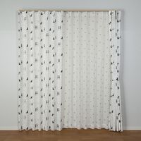 ユニベール ニャートニャン 厚地カーテン+レースカーテンセット 2000×1780mm ミックス 4548654705972 1セット(4枚入)（直送品）