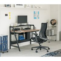 【組立設置込】コクヨ INVENT-SH 平机 棚付 幅1000×奥行600×天板高さ720ｍｍ ロータイプ Wナチュラル×ブラック 1台（直送品）