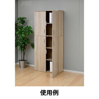 YAMAZEN（山善） 木製シェルフ（本棚 書棚） 5段 両開き（鍵付き・シリンダー錠） オーク 幅800×奥行360×高さ1845ｍｍ 1台（直送品）