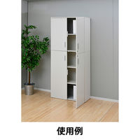 YAMAZEN（山善） 木製シェルフ（本棚 書棚） 5段 両開き（鍵付き・シリンダー錠） ホワイト 幅800×奥行360×高さ1845ｍｍ 1台（直送品）