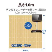 テレビ接続用同軸ケーブル 1m 両端L形 金メッキプラグ 75Ω 新4K・8K衛星放送対応 4JW1LLS(B) DXアンテナ 1個