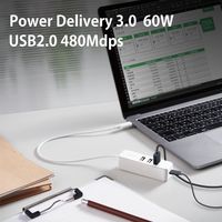 USBハブ Type-C USB2.0 Aメス3ポート PD対応 Type-C1ポート ケーブル30cm ホワイト U2HC-T431PWH エレコム