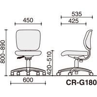 【組立設置込】コクヨ EAZA 背樹脂 肘無 ウレタン巻キャスター オリーブグリーン CR-G180F6GEQ5-VN 1脚（直送品）