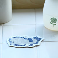 （100%天然素材）ポップアップスポンジ 水でふくらむ キッチンスポンジ カタカタ ねこ 1個 イーオクト