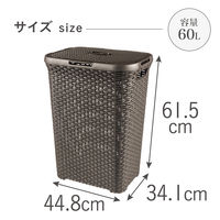 CURVER Style（スタイル） ランドリーふた付きバスケット 60L ブラウン 1個