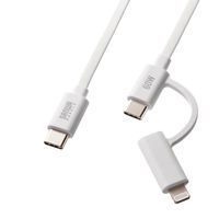 サンワサプライ USB2.0 TypeーC巻き取りケーブル（Lightning変換アダプタ付き） KBーIPLTCM08W 1本
