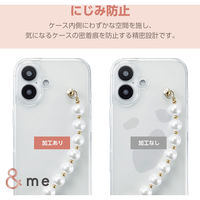 iPhone16 ケース ハイブリッド 衝撃吸収 ハンドバンド付 クリア×パールバンド PM-A24AHVHB01 エレコム 1個（直送品）