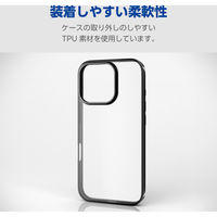 iPhone16 Pro ケース ソフト 衝撃吸収 薄型 メタリックブラック PM-A24CUCTMBK エレコム 1個（直送品）
