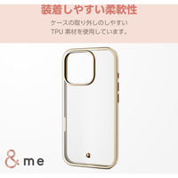 iPhone16 Pro ケース ソフト 衝撃吸収 メタリックライン グレージュ PM-A24CUCTMLGB エレコム 1個（直送品）