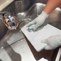 キッチンブラシ ピカッとブラシ キッチン用 ボタンを押すと洗剤が出るブラシ 排水溝・ゴミ受け掃除に フック紐付き 1個 ファイン