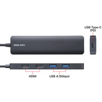 サンワサプライ USB TypeーC ドッキングステーション USBー5TCHHPS22BK 1個