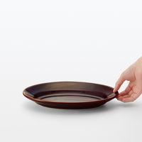 無印良品 磁器 リムオーバル皿 大 飴釉 約２８×１９ｃｍ 1セット（1枚×2） 良品計画